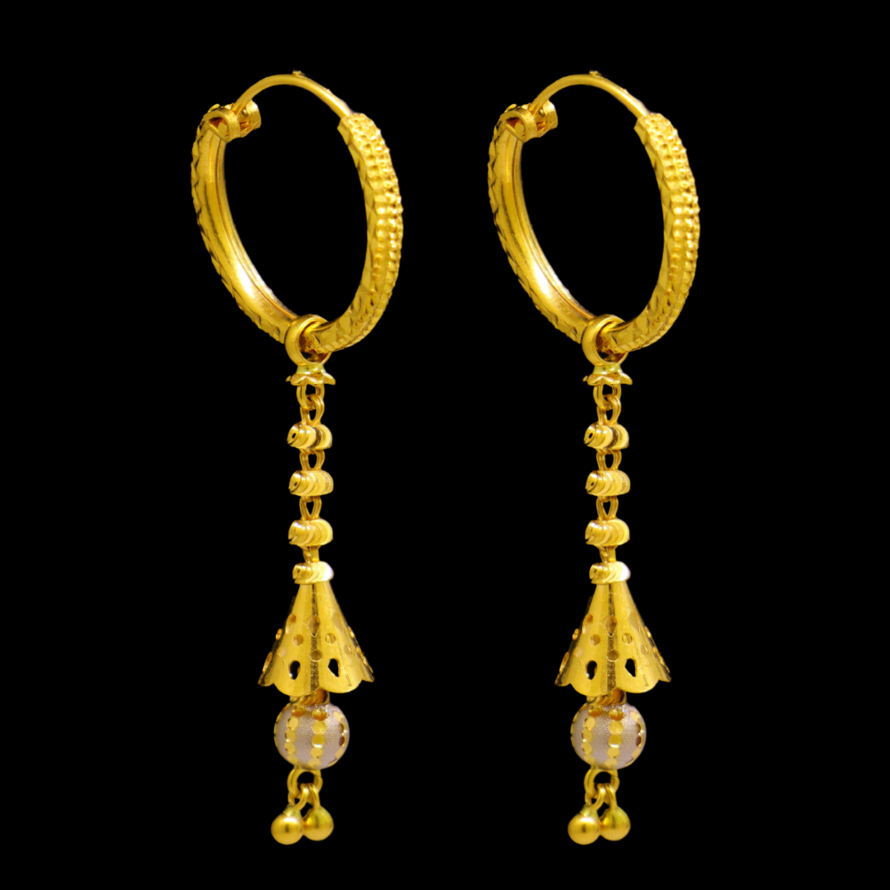 22K Gold Stud Drop Earrings - SW26594